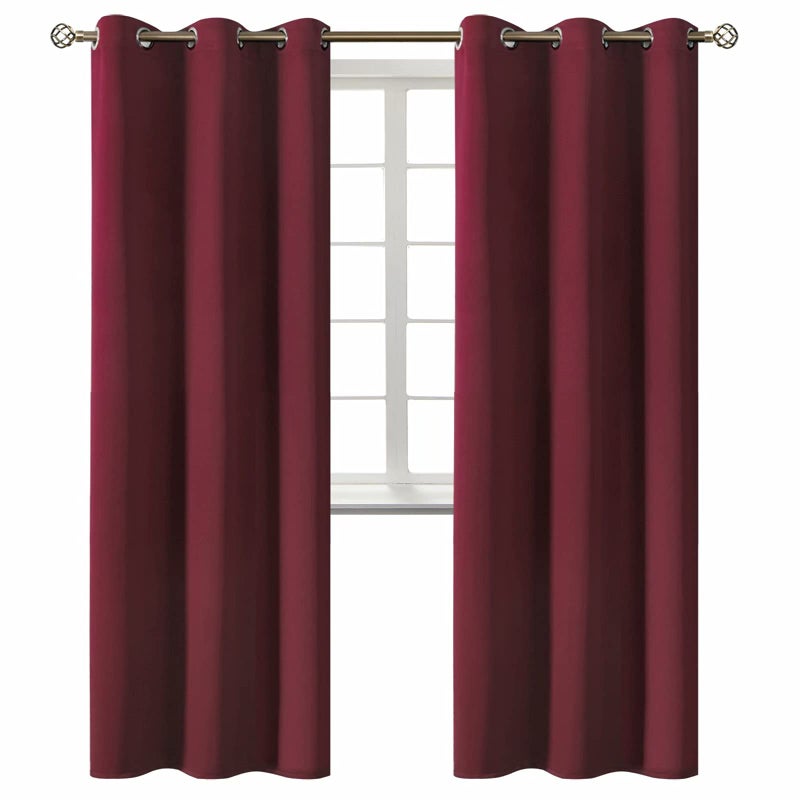 BGment Blackout Curtains - Grommet Thermal Insulated Room Darkening Bedroom and Living Room Curtains, Set of 2 Curtain Panels (42 x 84 Inch, Burgundy) - Image 1